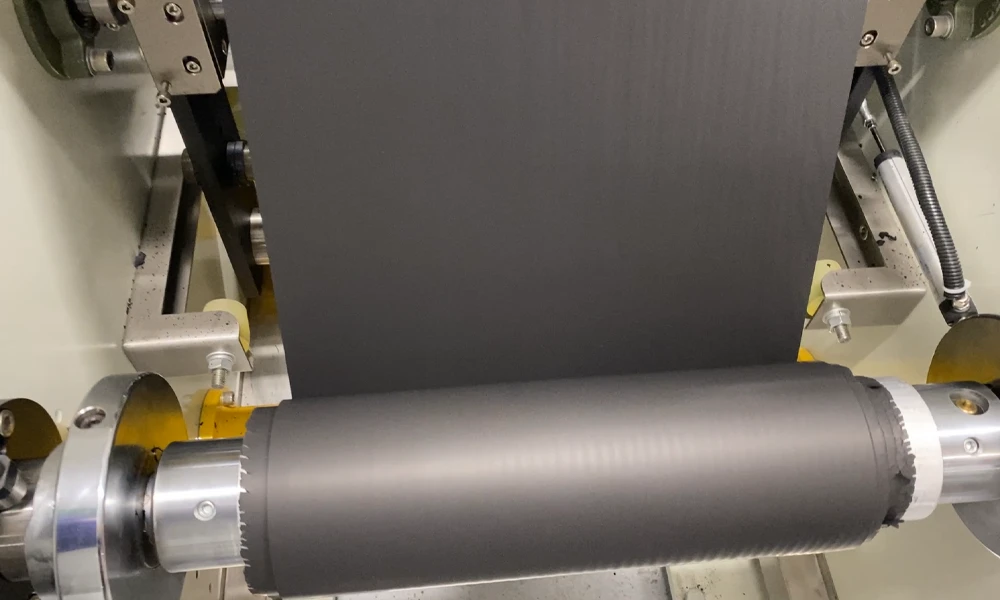 Dry electrode calendering line