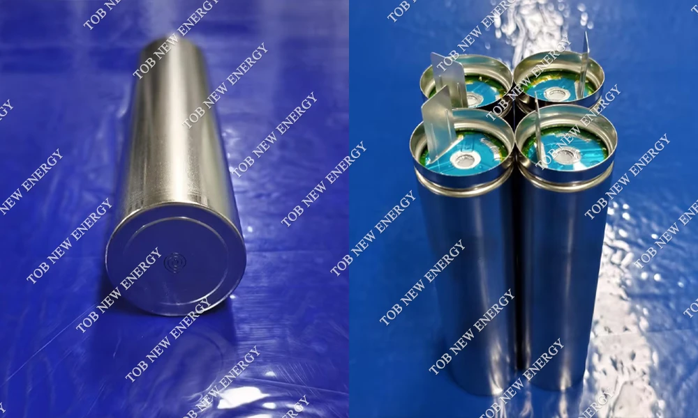 Can-bottom welding result on the left and cell-can grooving result on the right